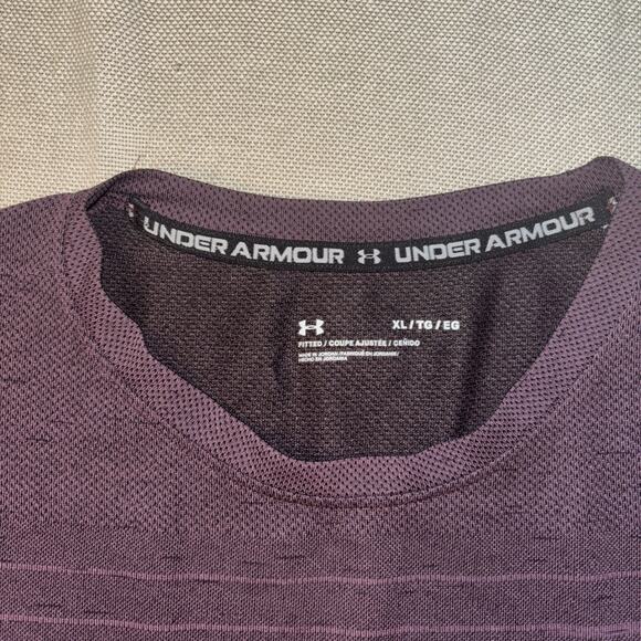 Under Armour Mens XL Purple Short Sleeve Golf Workout Gym Active Heatgear Tee - Picture 3 of 9